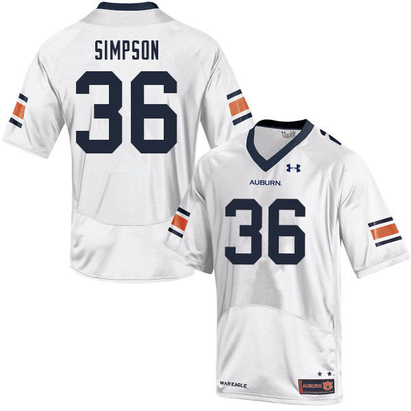 Men's Auburn Tigers #36 Jaylin Simpson White 2021 College Stitched Football Jersey